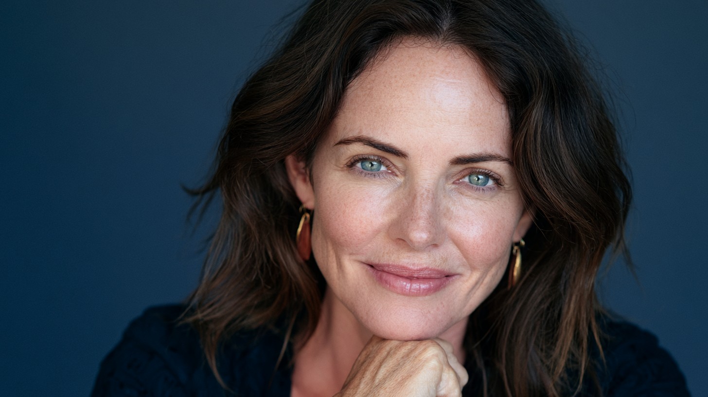 Woman in her late 40s with luminous, even-toned skin after a professional chemical peel at Elect Dermatology in New Braunfels, TX