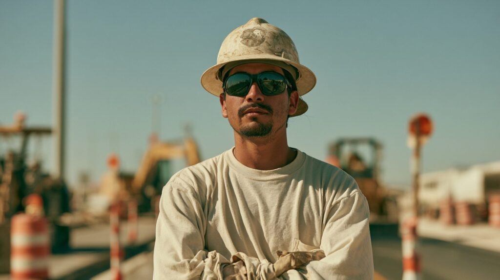 Outdoor construction worker in the Texas sun, skin cancer risk for outdoor workers